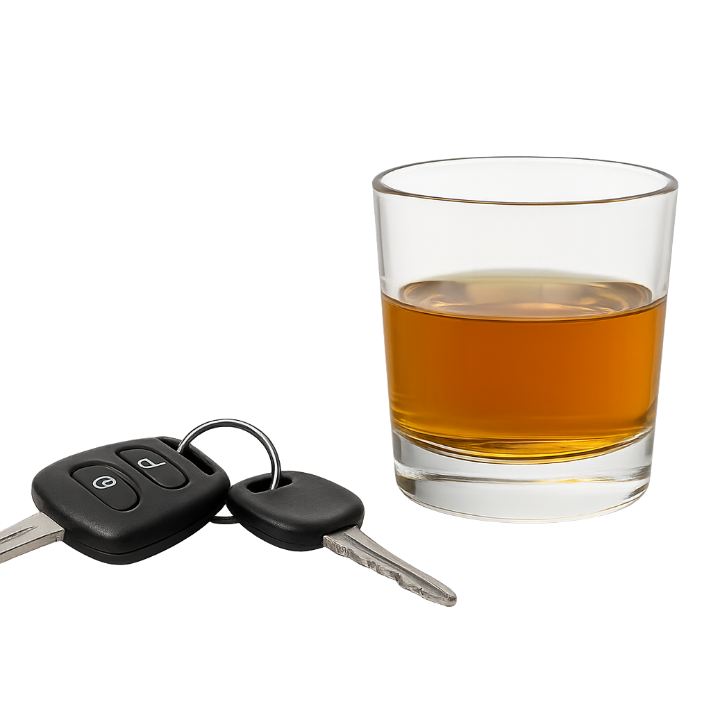 Keys representing the choice at the center of impaired driving